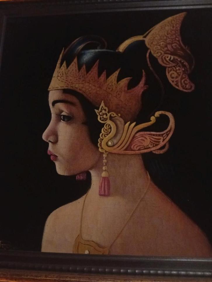 Balinees schilderij danseres, Radja, 1950-1970, Antiek en Kunst, Kunst | Schilderijen | Klassiek, Ophalen of Verzenden