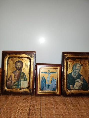 Drie prachtige reproducties van Byzantijnse iconen  beschikbaar voor biedingen