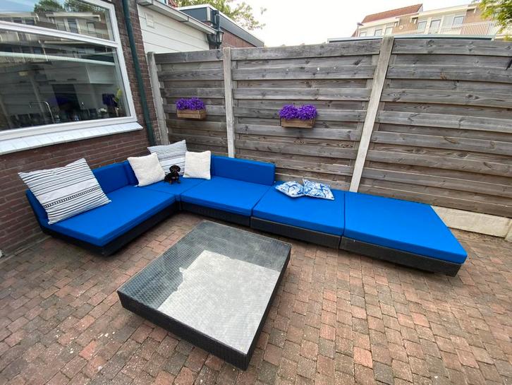 Hippe blauwe Loungeset, Tuin en Terras, Tuinsets en Loungesets, Zo goed als nieuw, Ophalen