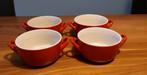 4 leuke rode soepkommen, Ophalen of Verzenden, Zo goed als nieuw, Bak of Kom