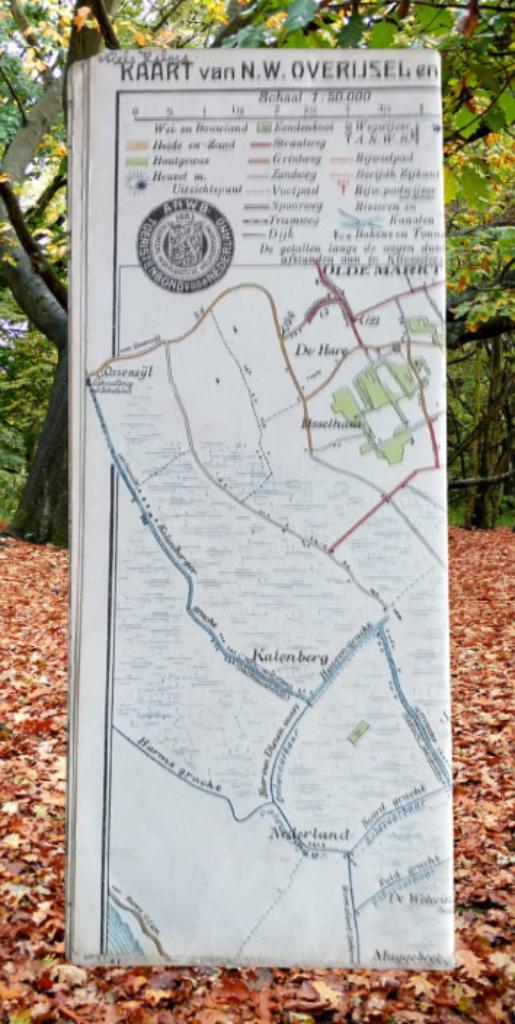Kaart v. N.W. Overijsel en  Z.W. Drente. 1924., Boeken, Atlassen en Landkaarten, Gelezen, Landkaart, Nederland, 1800 tot 2000