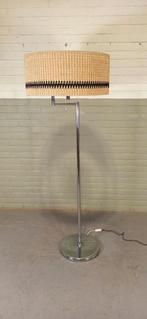 Vintage Slz Zürich Swiss Chroom En Riet Vloerlamp, Huis en Inrichting, Lampen | Vloerlampen, Ophalen, Tweedehands, Metaal, Tweedehands