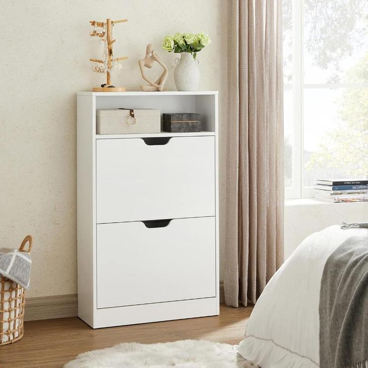 VASAGLE schoenenkast met 2 kleppen wit LBC040W01V1  NIEUW, Huis en Inrichting, Kasten | Schoenenkasten, Nieuw, Ophalen of Verzenden