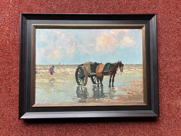 G.J. Delfgaauw Schilderij Strandgezicht Schelpenvisser GJ beschikbaar voor biedingen