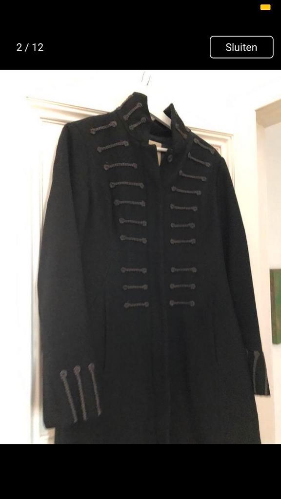 PRACHTIGE LANGE JAS NOA NOA WOL BORDUURSEL WINTER, Kleding | Dames, Jassen | Winter, Zo goed als nieuw, Maat 38/40 (M), Zwart