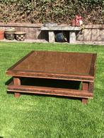 salontafel eiken/koper, Huis en Inrichting, Tafels | Salontafels, Ophalen, Gebruikt, Vierkant, Brutalistisch