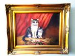 Schilderij moederpoes met kitten - poes - kat, Antiek en Kunst, Ophalen