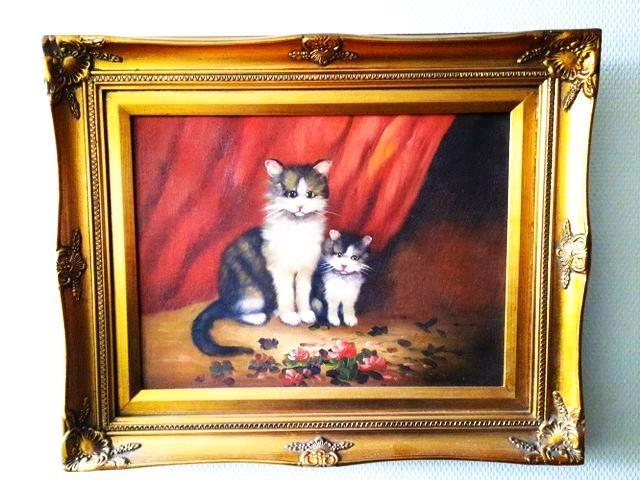 Schilderij moederpoes met kitten - poes - kat, Antiek en Kunst, Kunst | Schilderijen | Klassiek, Ophalen