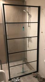 *** Douchewand glas/zwart ***, Ophalen, Gebruikt