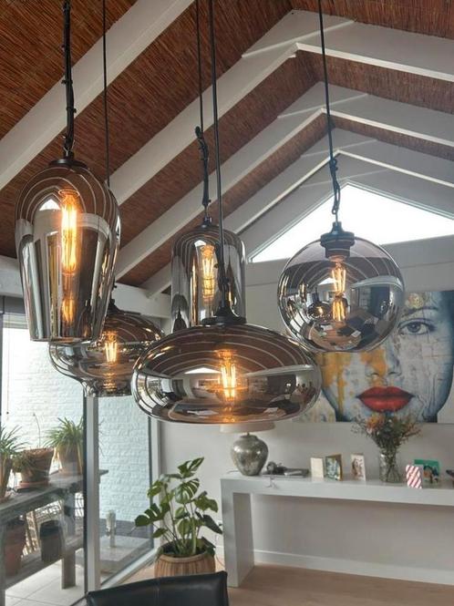 By Eve Smoked Bulb Hanglamp – Uniek Design – 5 Lichtpunten, Huis en Inrichting, Lampen | Hanglampen, Zo goed als nieuw, Minder dan 50 cm