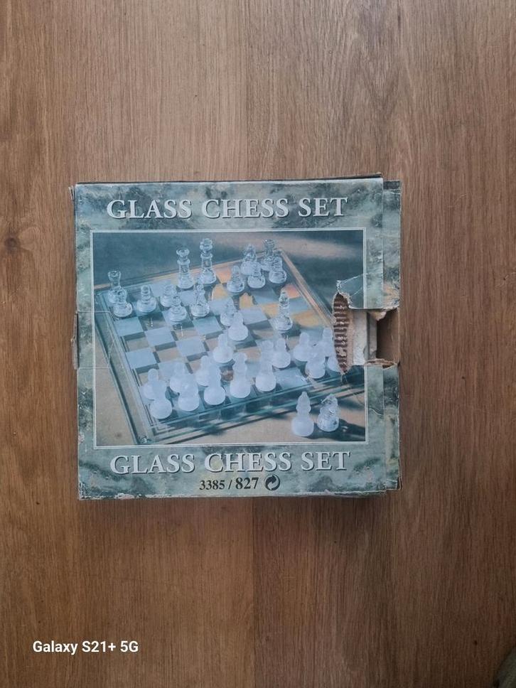 Glazen Schaakspel Set, Hobby en Vrije tijd, Gezelschapsspellen | Bordspellen, Gebruikt, Ophalen of Verzenden