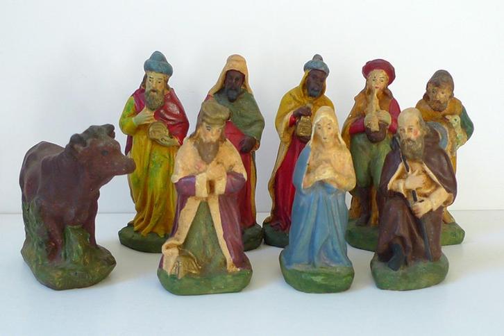 Losse kerstgroep beeldjes Maria herders koningen drijver os, Diversen, Kerst, Gebruikt, Ophalen of Verzenden