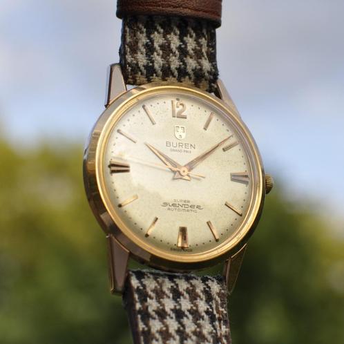 Buren Super Slender microrotor, Sieraden, Tassen en Uiterlijk, Horloges | Antiek, Polshorloge, Overige merken, Overige materialen