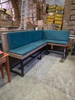 2 Horeca Buitenbanken Hoekbank met Kussens, Tuin en Terras, Ophalen, Gebruikt, Hout