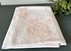 Lichtroze damast tafelkleed met rozenpatroon – 120x145 cm, Ophalen of Verzenden, Zo goed als nieuw, Rechthoek