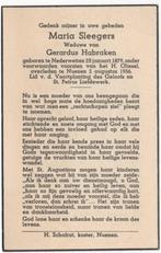 Maria Sleegers 1879 Nederwetten + 1956 Nuenen, 77 jaar, Verzenden