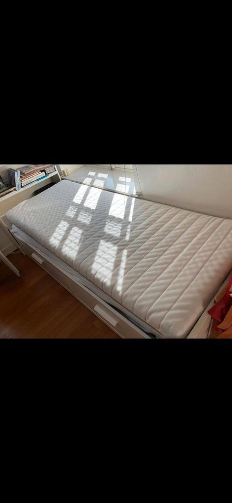 Witte Ikea Brimnes slaapbank 80/160 INCL nieuwe matrassen, Huis en Inrichting, Slaapkamer | Stapelbedden en Hoogslapers, Zo goed als nieuw