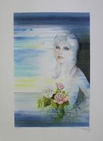 Pierre Paul Bertin - Femme avec Roses - Litho Handgesign., Ophalen of Verzenden