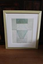 Mooie houten lijst met glas, moderne tekening van J Sommerot, Ophalen of Verzenden, Zo goed als nieuw, 75 cm of meer, 50 tot 75 cm