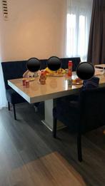 Richmond eric kuster eettafel+velvet eetbank & croco stoelen, Huis en Inrichting, Tafels | Eettafels, Ophalen, Kunststof, 100 tot 150 cm