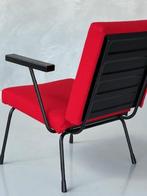 Gispen 1401 fauteuil Wim Rietveld vintage armstoel rood, Huis en Inrichting, Fauteuils, Metaal, Gebruikt, Minder dan 75 cm, Vintage
