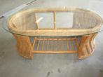 Vintage ovale rotan salontafel, Huis en Inrichting, Tafels | Salontafels, Gebruikt