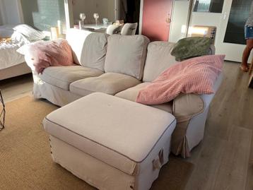 Ikea Ektorp 3 zitsbank en hocker (beige)  beschikbaar voor biedingen