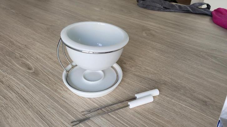 Chocolade fondue set, Witgoed en Apparatuur, Fonduesets, Zo goed als nieuw, Fondueset, Waxinelicht, Ophalen of Verzenden