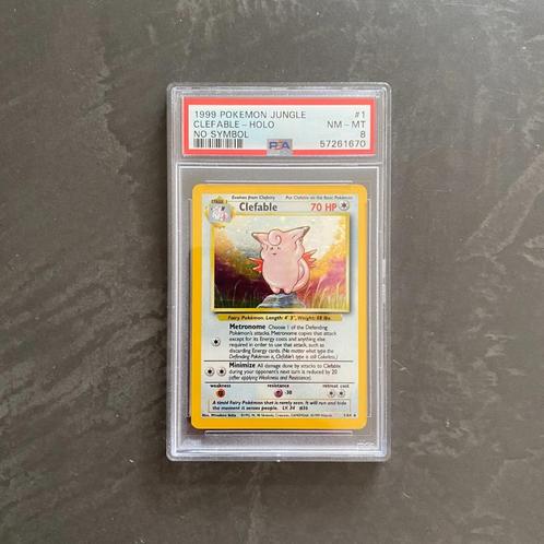 Pokemon Jungle #1 Clefable No Symbol Error PSA 8, Hobby en Vrije tijd, Verzamelkaartspellen | Pokémon, Nieuw, Losse kaart, Ophalen of Verzenden