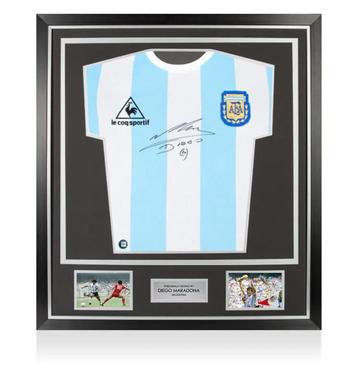 Diego Maradona Argentinië1986 Gesigneerd Ingelijst Shirt beschikbaar voor biedingen
