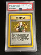 Lt Surge #17 pokemon gym heroes PSA 9, Hobby en Vrije tijd, Verzamelkaartspellen | Pokémon, Ophalen of Verzenden, Zo goed als nieuw