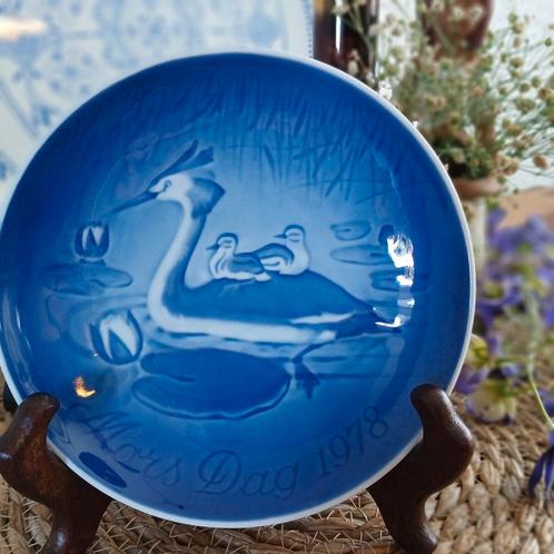 Deens blaiw bordje 1978 blauw. Fuut afbeelding vintage, Antiek en Kunst, Antiek | Wandborden en Tegels, Ophalen of Verzenden