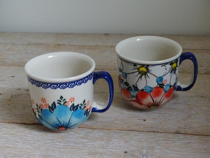 2x Mok, Pools aardewerk CZAJA Boleslawiec, zo goed als nieuw, Antiek en Kunst, Antiek | Servies los, Ophalen of Verzenden