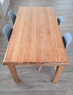 Eettafel set eikenhout met grijze kunstof stoelen, Ophalen, Gebruikt, 50 tot 100 cm, Vijf personen of meer