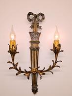 Antieke wandlamp applique met strik * hout verguld metaal, Antiek en Kunst, Antiek | Lampen, Ophalen of Verzenden