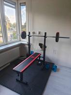 Fitnessbank met halter en gewichten, Ophalen, Zo goed als nieuw, Rug, Fitnessbank