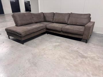 ZGAN Prachtige Hoekbank Bruin Microleder GRATIS BEZORGING beschikbaar voor biedingen