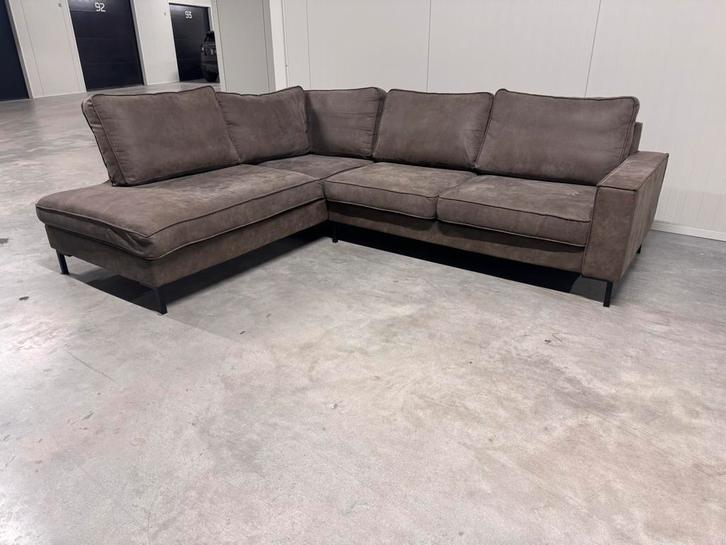 ZGAN Prachtige Hoekbank Bruin Microleder GRATIS BEZORGING, Huis en Inrichting, Banken | Bankstellen, Zo goed als nieuw, Ophalen