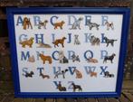 Uniek Geborduurd ABC Honden Alfabet Honden in Blauwe Lijst, Ophalen of Verzenden, Nieuw, Handborduren, Overige typen