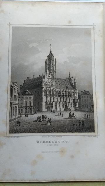 A 093 Middelburg het Stadhuis Staalgravure 1860 beschikbaar voor biedingen