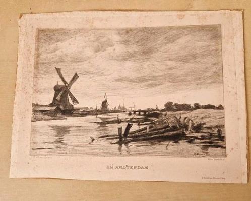 Ets van J H Wijsmuller. Bij Amsterdam, Antiek en Kunst, Kunst | Etsen en Gravures, Ophalen of Verzenden