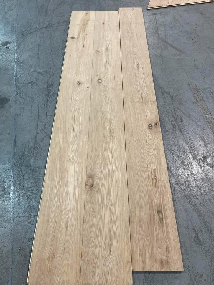 49m2 Nieuw eiken vloer onbehandeld restpartij eikenhouten, Doe-het-zelf en Verbouw, Vloerdelen en Plavuizen, Nieuw, Hout, 150 cm of meer