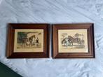Antieke schilderijen met paarden in houten lijst, Antiek en Kunst, Ophalen