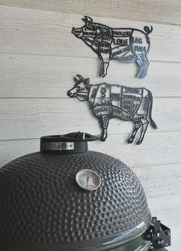 Butcher Cut wandecoratie - varken en koe (set), Tuin en Terras, Barbecue-accessoires, Nieuw, Ophalen of Verzenden