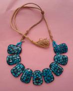 Vintage ketting Turquoise inlay, Sieraden, Tassen en Uiterlijk, Kettingen, Ophalen of Verzenden, Zo goed als nieuw, Blauw, Overige materialen
