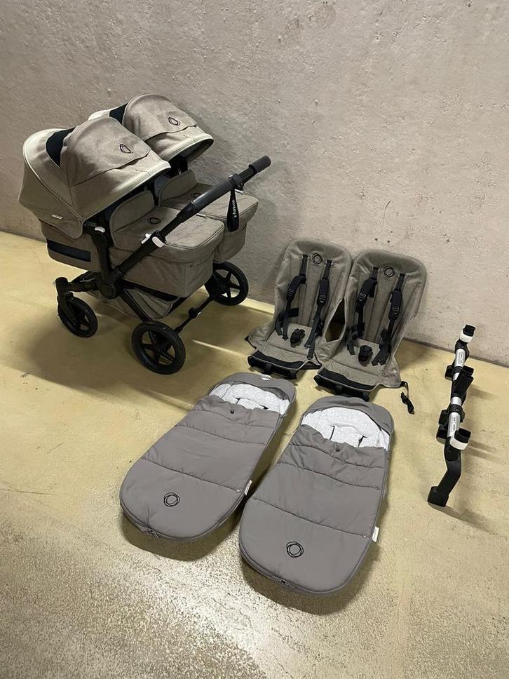 Bugaboo donkey 5 Twin mineral taupe, Kinderen en Baby's, Kinderwagens en Combinaties, Gebruikt, Combiwagen, Bugaboo, Duowagen