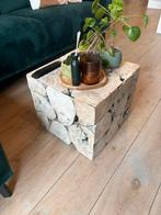 Houten Kubus Bijzettafel, Ophalen, Minder dan 50 cm, Gebruikt, Vierkant