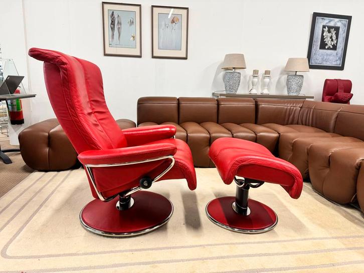 Stressless Blues Relaxfauteuil met Voetenbank, Huis en Inrichting, Fauteuils, Zo goed als nieuw, Leer, 75 tot 100 cm, 75 tot 100 cm