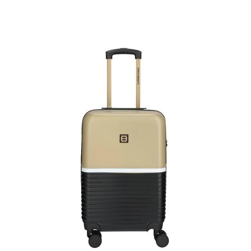 Enrico Benetti - Handbagage (Zwart-Camel) | 55x35x20cm, Sieraden, Tassen en Uiterlijk, Koffers, Nieuw, Hard kunststof, 50 tot 60 cm