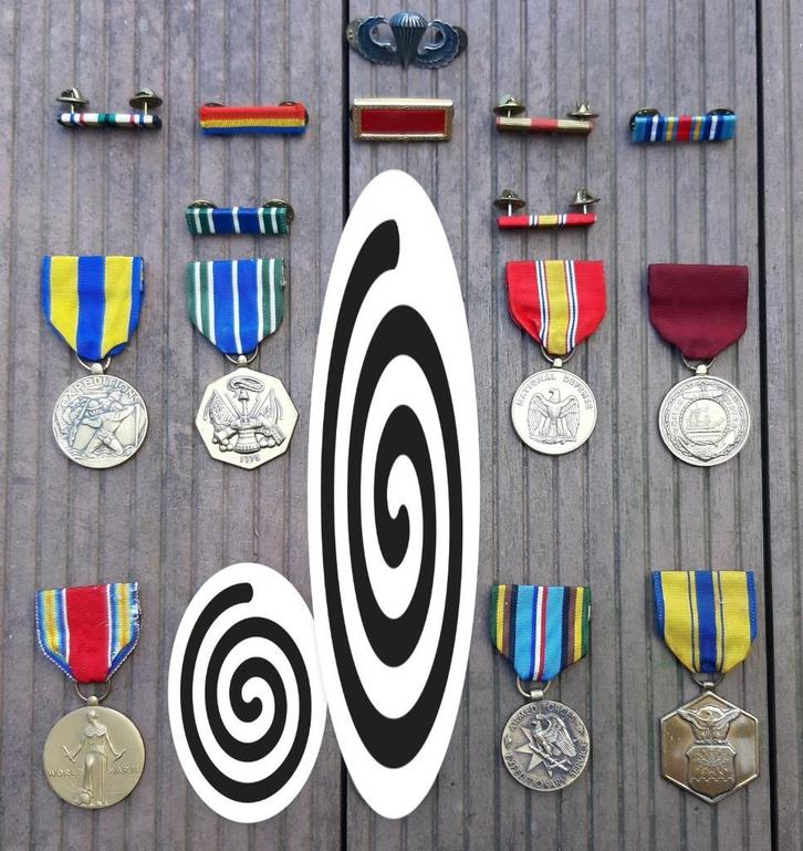 Lotje USA medailles en para wing, Verzamelen, Militaria | Algemeen, Landmacht, Lintje, Medaille of Wings, Amerika, Ophalen of Verzenden